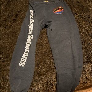 Aviator Nation Navy Joggers with White Side Script and Multicolor Patch